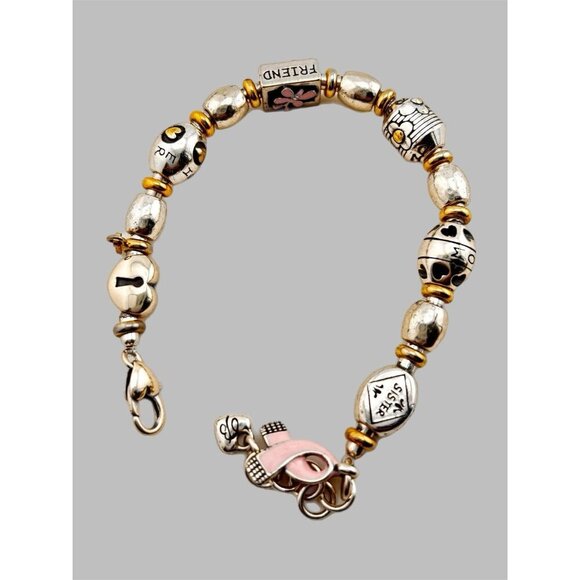 Brighton Power of Pink Breast Cancer Beaded Butterfly Ribbon Key Bracelet NWT - Picture 4 of 4